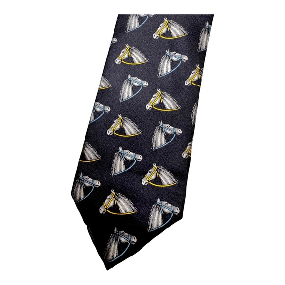 Oaklawn 2018 Arkansas Derby Silk Tie Navy Blue Made Italy Equestrian Horses - Picture 3 of 11